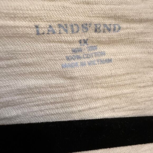 Women's Land's End White & Blue Striped 3/4 Sleeve Nautical Shirt - Picture 3 of 5